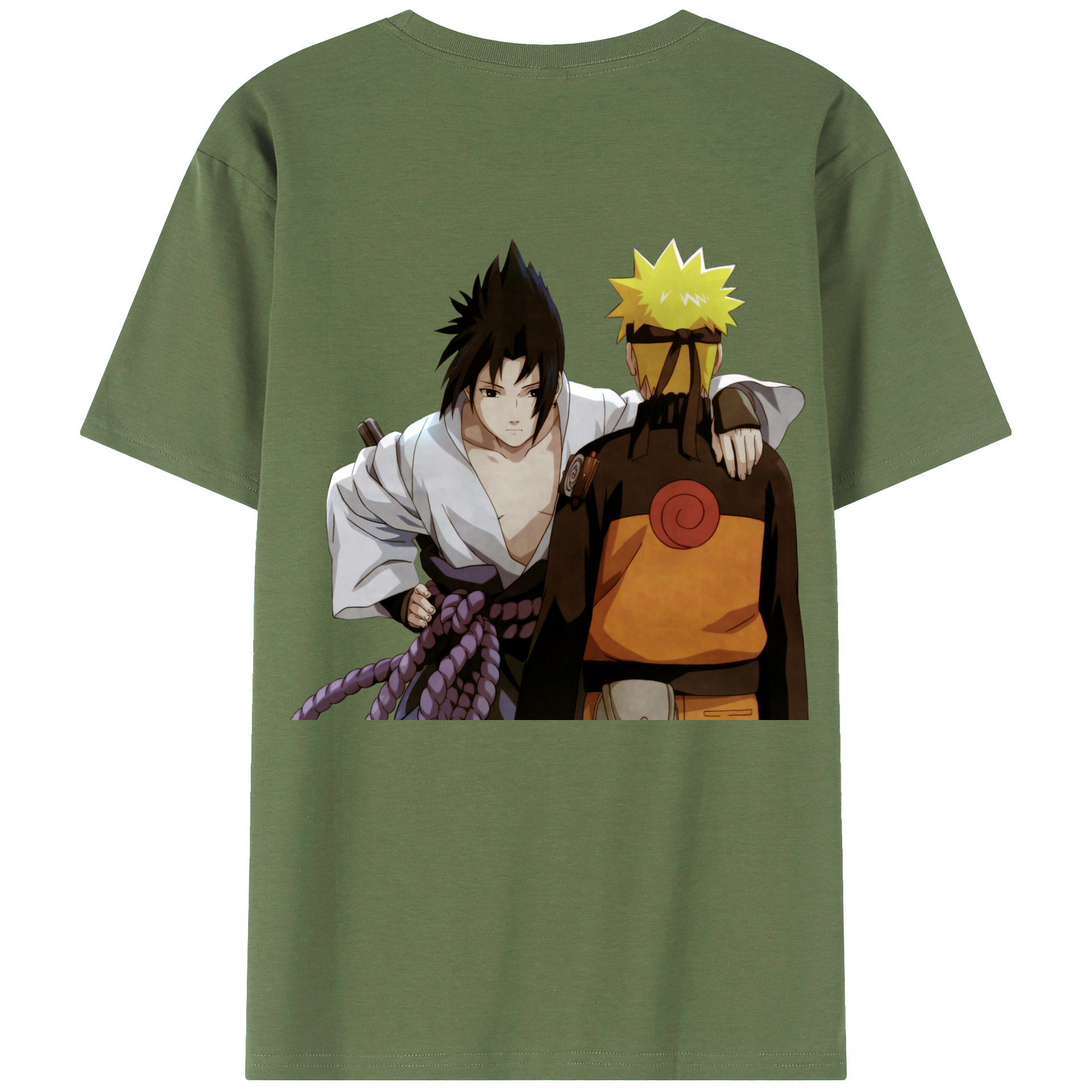 （画像用） NARUTO -ナルト- うちは サスケ Uchiha Sasuke 綿100％ メンズ半袖Tシャツ（バックプリント） 通気性